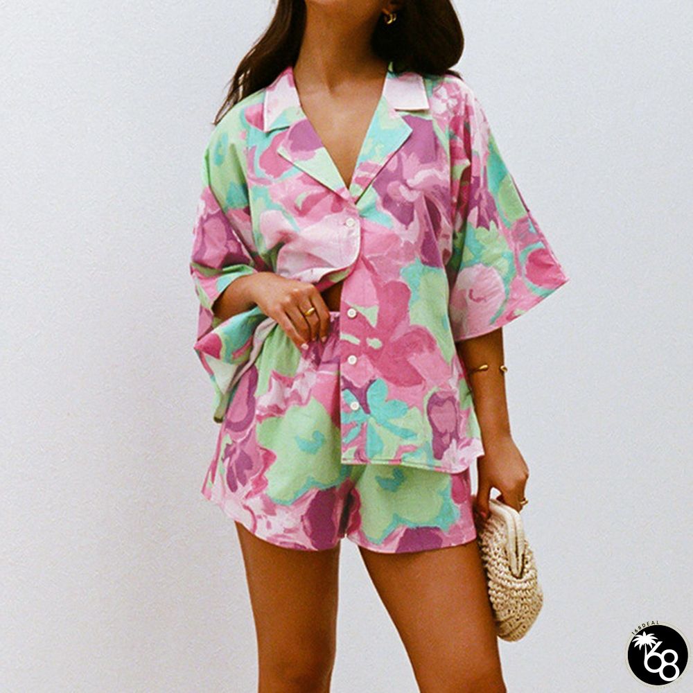 Casual Printed Shirt & Shorts Two-Piece Set | 168DEAL