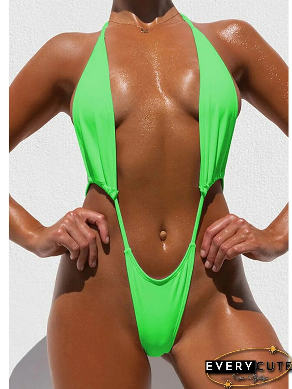 New Swimsuit Women Sexy One-piece Bikini Solid Color Rope Triangle Bag Swimsuit Bikini Bikini Set Jump Suits For Women Solid