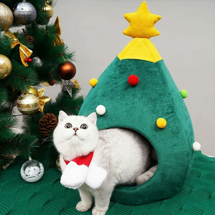 Cute Christmas Tree Warm Cat Pet Cave 1