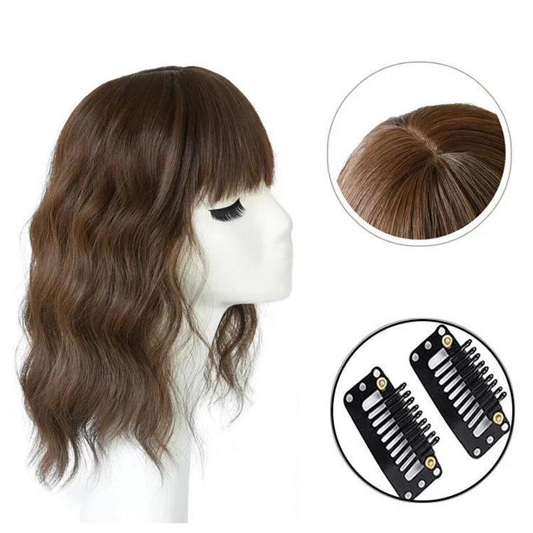 (🎁2024 New Year Hot Sale🎁)Wavy Natural Hair Toppers With Bangs
