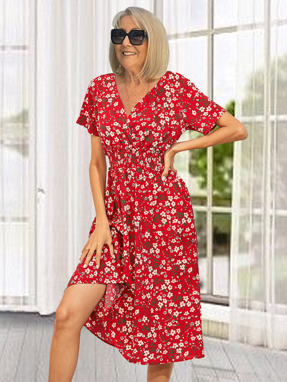 Casual print shortsleeved dress