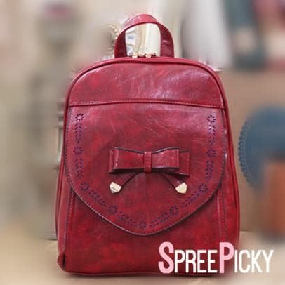 Wine/Light Blue Sweet Bow Backpack SP179623