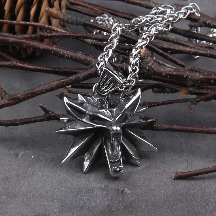 Gothic Wolf Head Stainless Steel Necklace