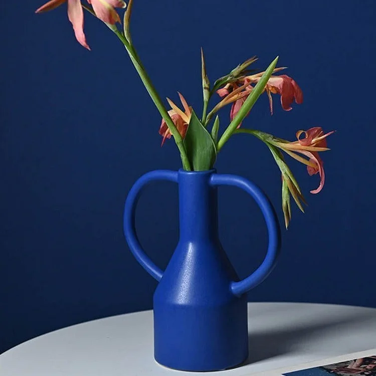 Binaural Blue White Ceramic Flower Vase - Appledas