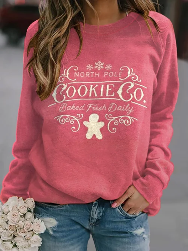 Women's Christmas North Pole Cookie Co Gingerbread Man Sweatshirt
