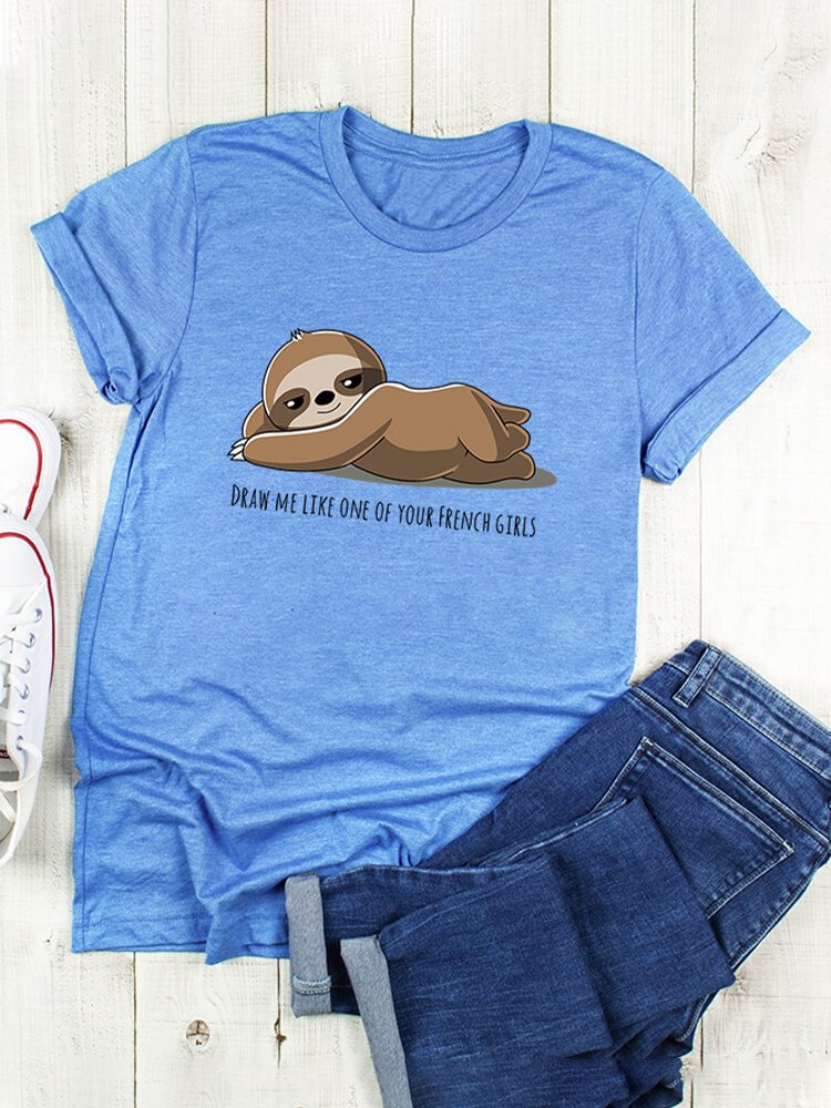 Casual Printed Cartoon Letter Short Sleeve O Neck T shirt P1666288