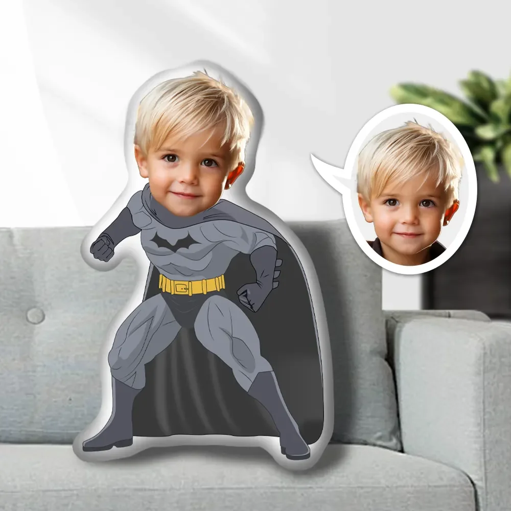 My Face Pillow, Custom Pillow, Personalized Photo Pillow Gift Pillow Toy, Superhero, Bat Man, MiniMe Pillow Dolls and Toys