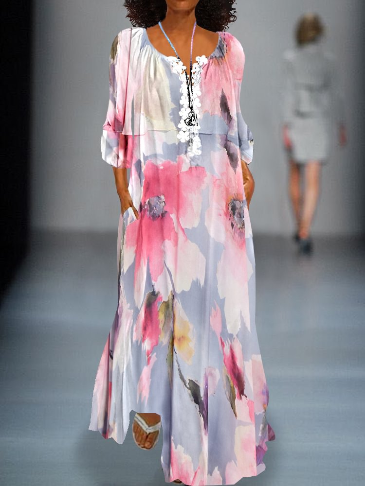 Printed Casual Lace Dress P181437021