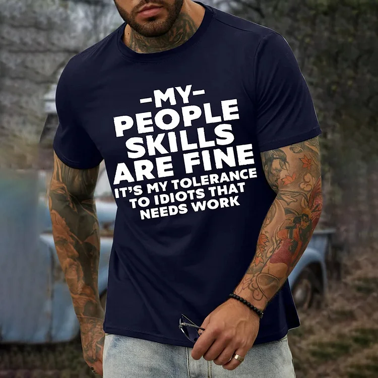 BrosWear My Tolerance To Idiots That Needs Work Regular Fit Casual T-Shirt