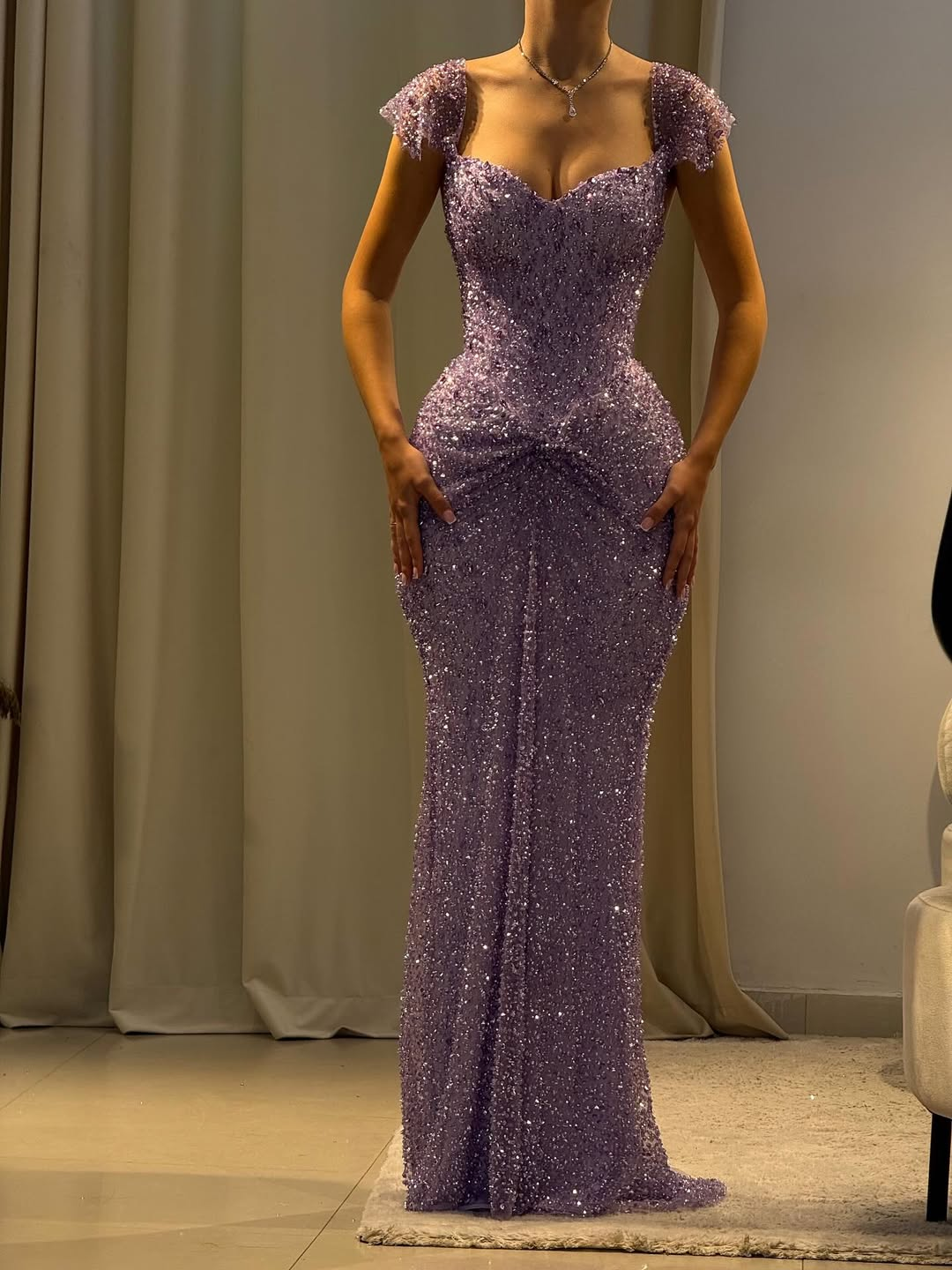 Shining V-Neck Flutter Sleeves Long Mermaid Prom Dress With Pleated And Sequins | YK0691 Wellcucu
