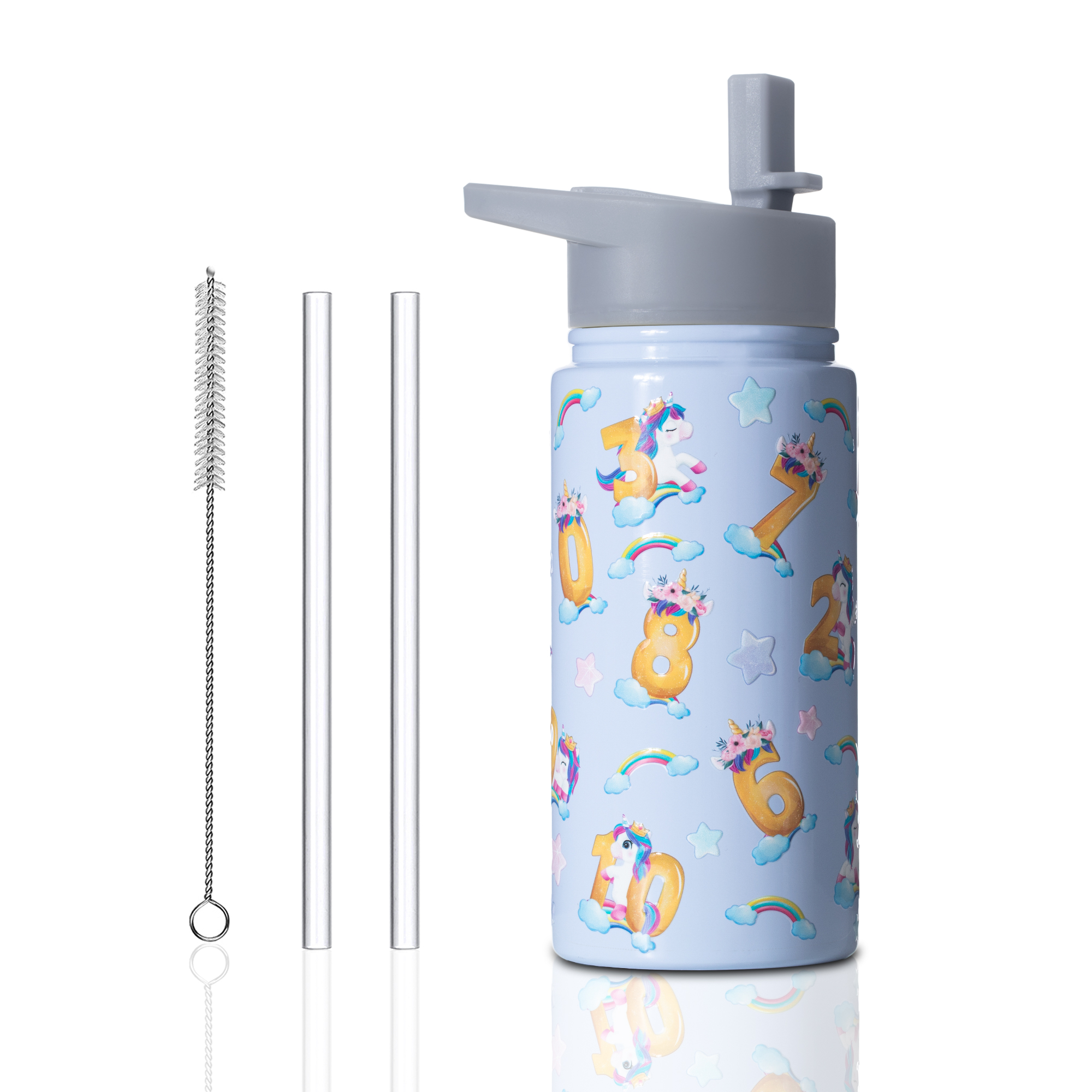 MIRA 15oz Insulated Kids Water Bottle with Straw, One Touch Lid, Stainless  Steel, Unicorn 