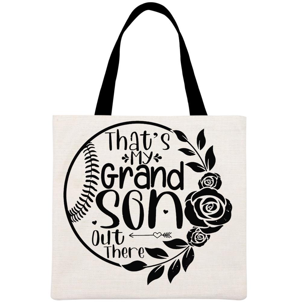 That's My Grandson Out There Printed Linen Bag-Guru-buzz