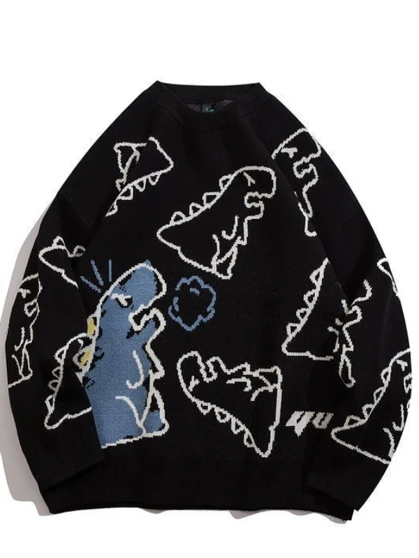 Casual Dinosaur Print Knitted Sweaters