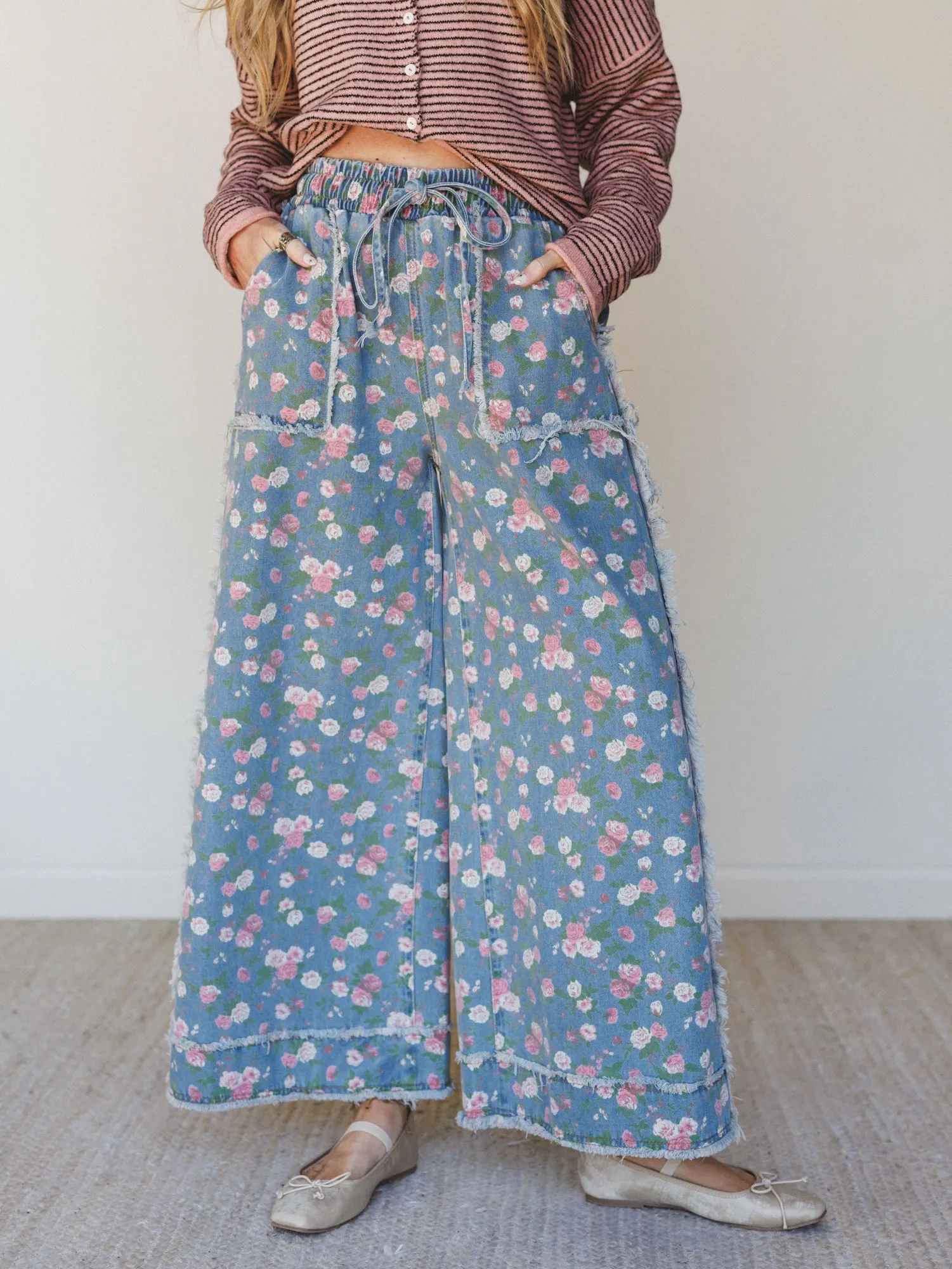 Love Petals Pants - Light Denim