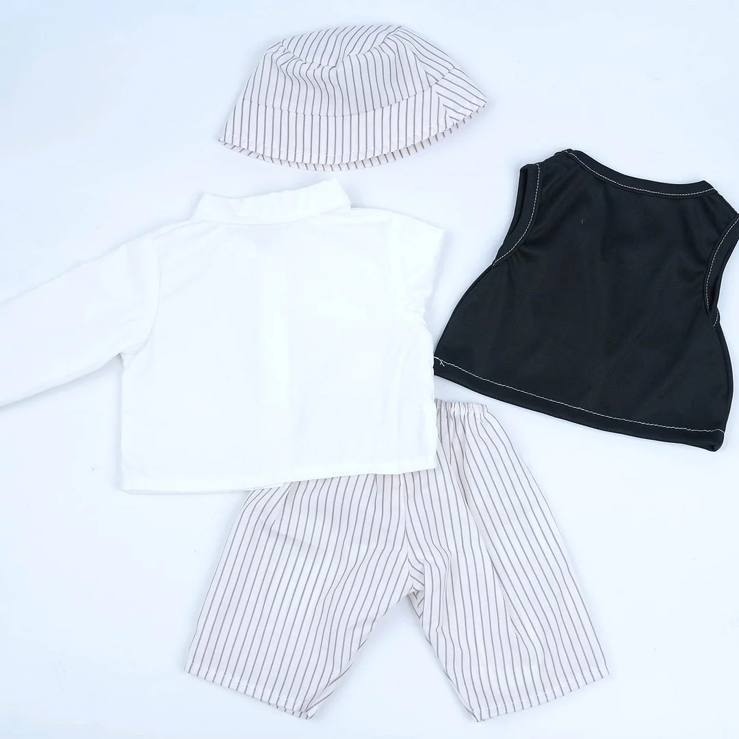 20-Inches Clothes Accessories White Striped Black Vest Set of Four for Reborn Baby Dolls -Creativegiftss® - [product_tag] RSAJ-Creativegiftss®