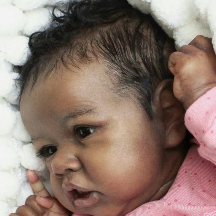 Lifelike 20'' Little Black Chaya Cute African American Reborn Baby Doll Girl with Coos and "Heartbeat" By Dollreborns®