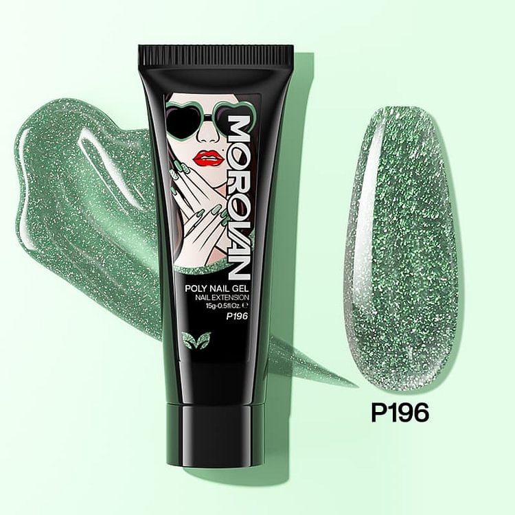 Emerald Green Glitter Poly Nail Gel