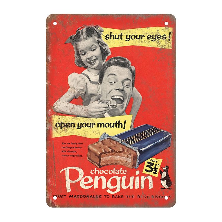 Chocolate Penguin - Vintage Tin Signs/Wooden Signs - 20*30cm/30*40cm
