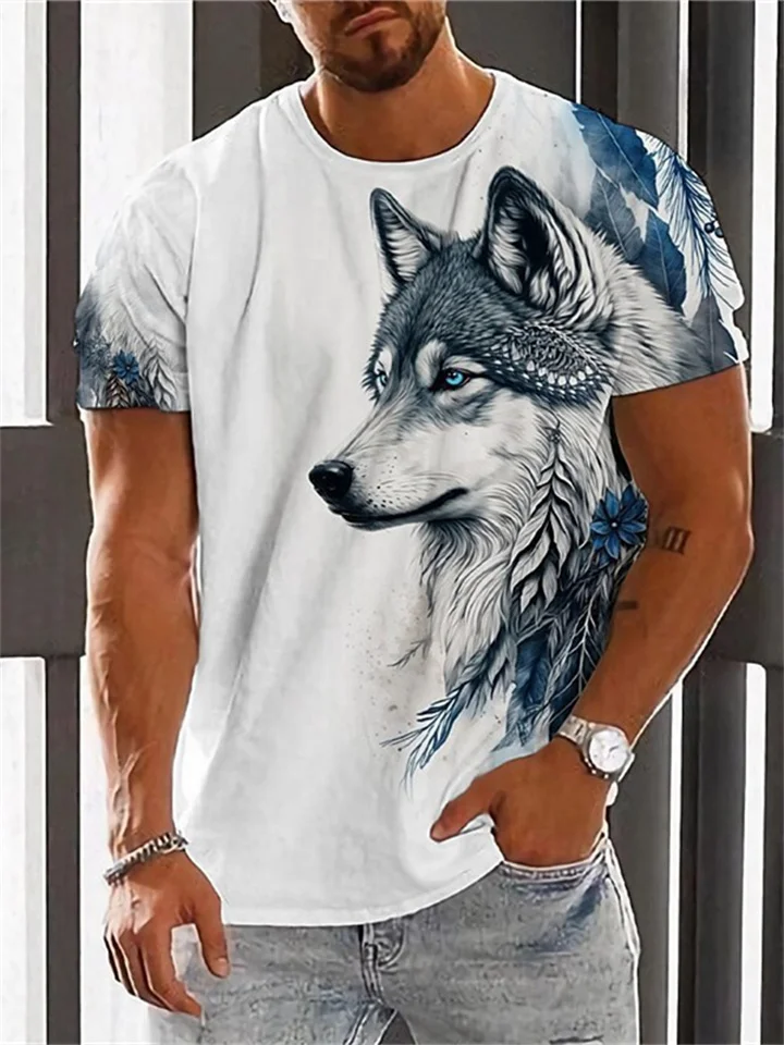 Summer New T-shirt Beast Pattern 3D Digital Printing Men's Casual Loose Models T-shirt-Cosfine