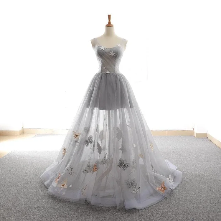 Grey Sweet Star Maxi Tulle Dress SP14434