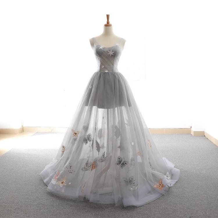 Grey Sweet Star Maxi Tulle Dress SP14434