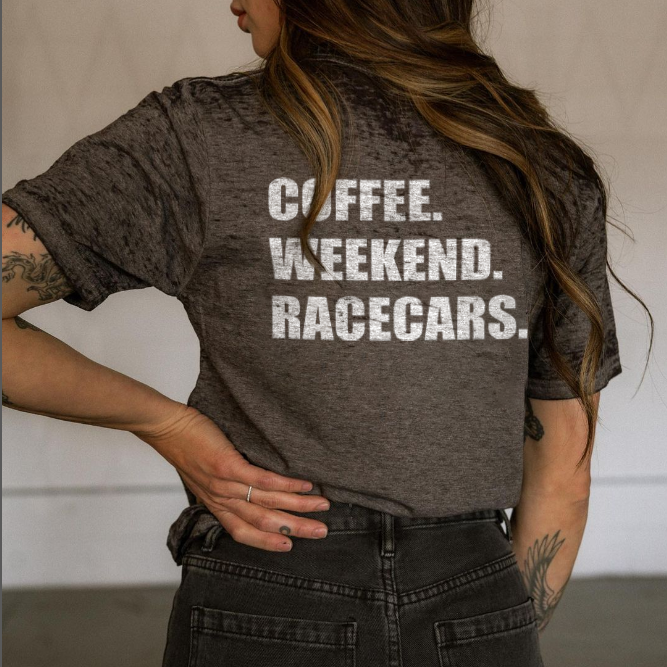 Coffee Weekend Racecars T-shirts - Devcarry