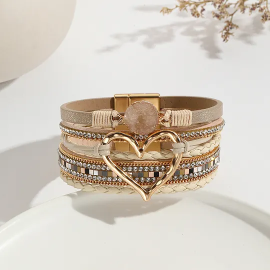 leather rope bohemian multi-layer bracelet original Stone Love bracelet life tree Pearl magnetic buckle bracelet