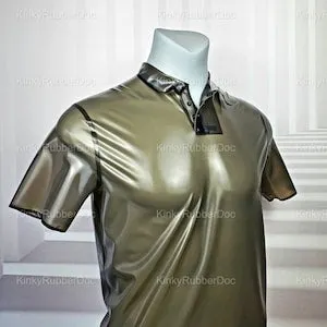 pornhint Pornhint Latex Polo Shirt Translucent Transparent Gray. Fetish Gay Rubber Gear Piss BDSM Sex Role Play Gimp Suit Sub Unisex Erotic Party Pride Outfit
