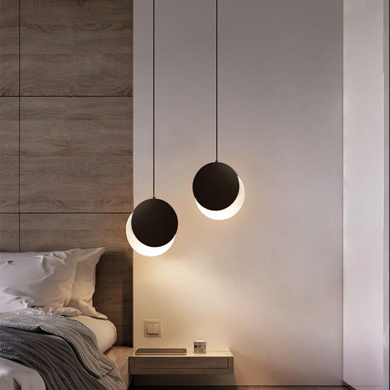 Modern Minimalist Iron Acrylic Round Superimpose Rotatable LED Pendant Light For Bedside