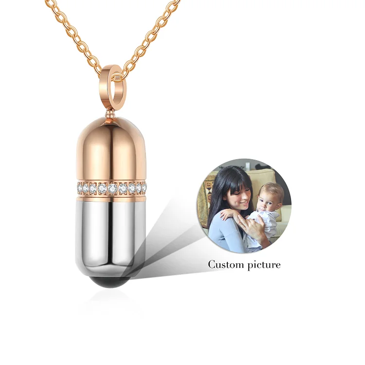 Personalized Capsule Projection Necklace Custom Photo Necklace Creative Gift