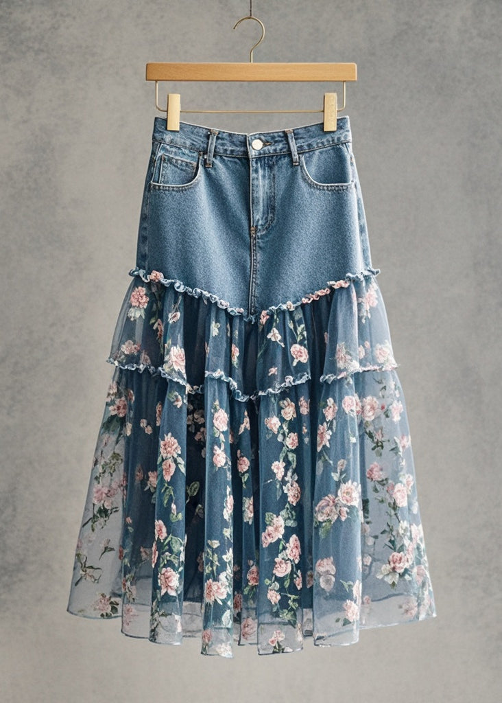 Daisy Tulle Denim Skirt main image 1
