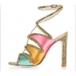 Multicolor Rhinestone Lace-up Sandals Vdcoo