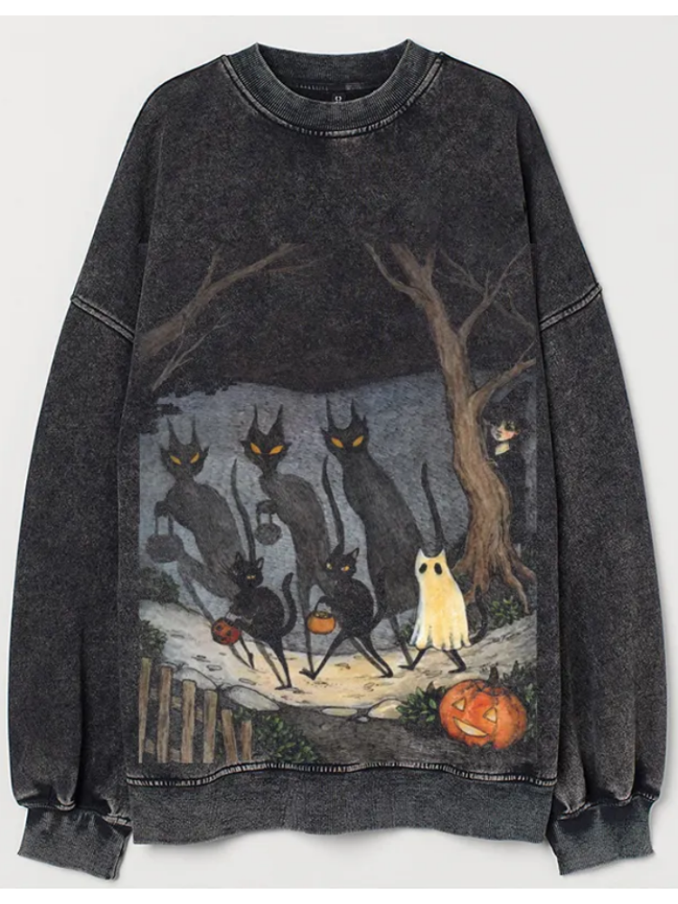 Broswear Black cat halloween Sweatshirt
