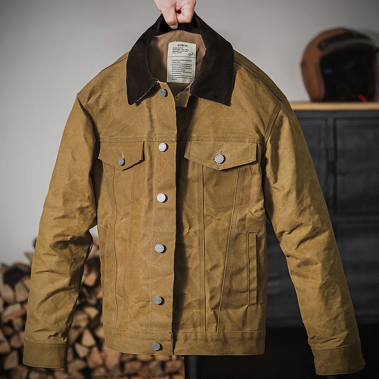 TIMSMEN Casual American Vintage Tough Yellowstone Canvas Oil Wax Jacket