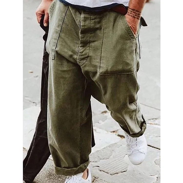 TIMSMEN Casual Mens solid color loose trousers