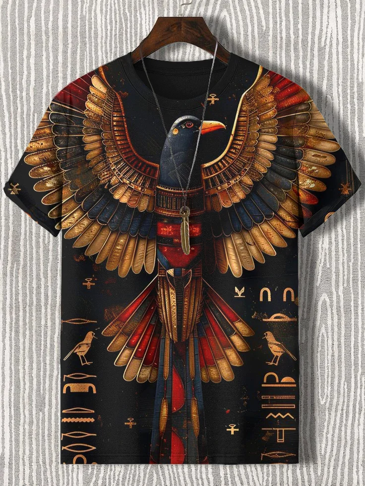Men's Ancient Egyptian Mythical Bird Print T-Shirt