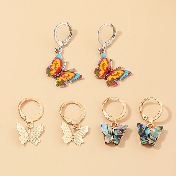 Ez2803 Ornament New Online Red Butterfly Earrings Cool Earth Young Girl Personalized Small Ear Ring Earrings