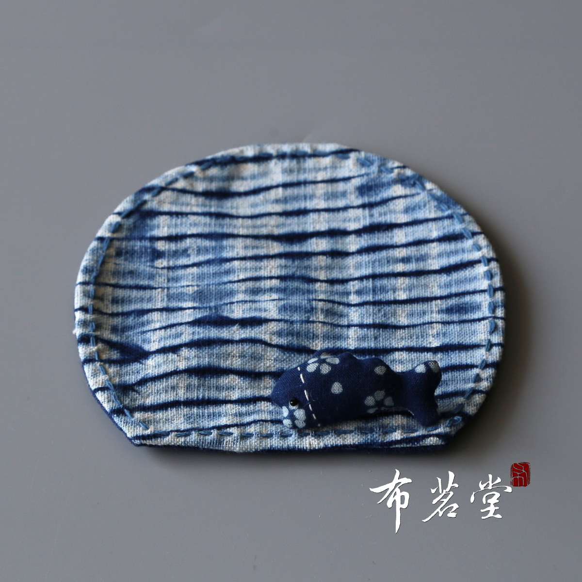 Blue Dyed 3D Animal Fabric Coaster Cartoon Cute Pet Handmade Tie-Dyed Embroidery Pure Cotton Cup Mat