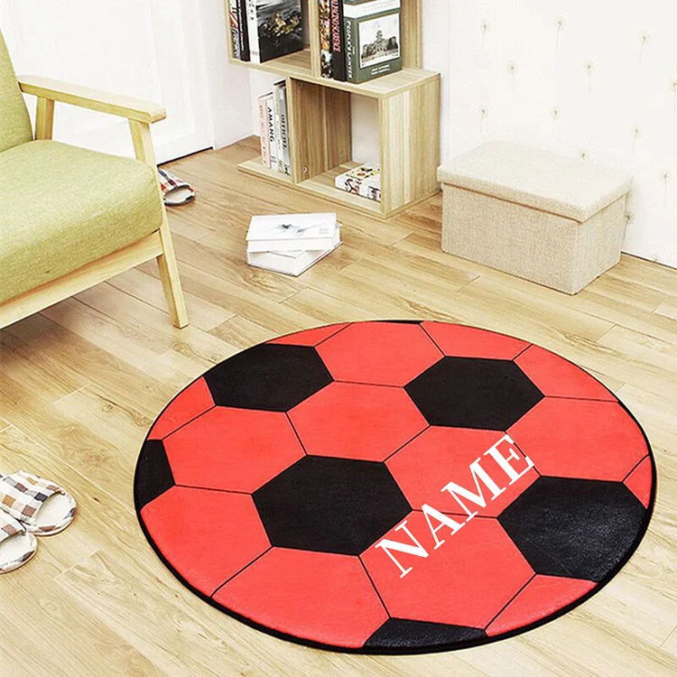 Personalized Kids Soccer Round Rug|R129