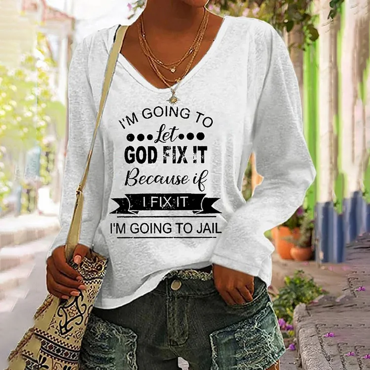 Vefave Women's Faith Letters Print T-Shirt