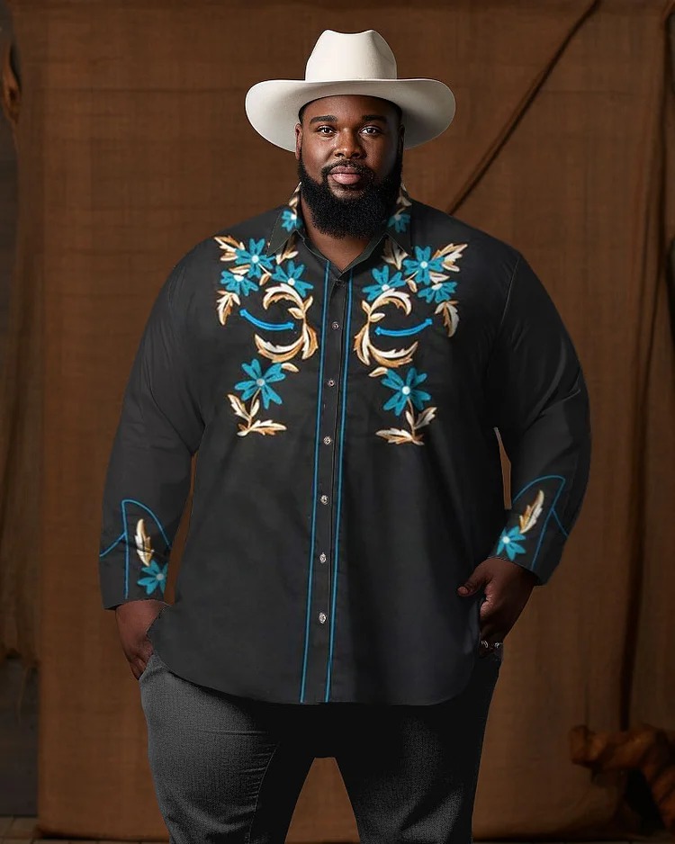 big men's plant printing clothing