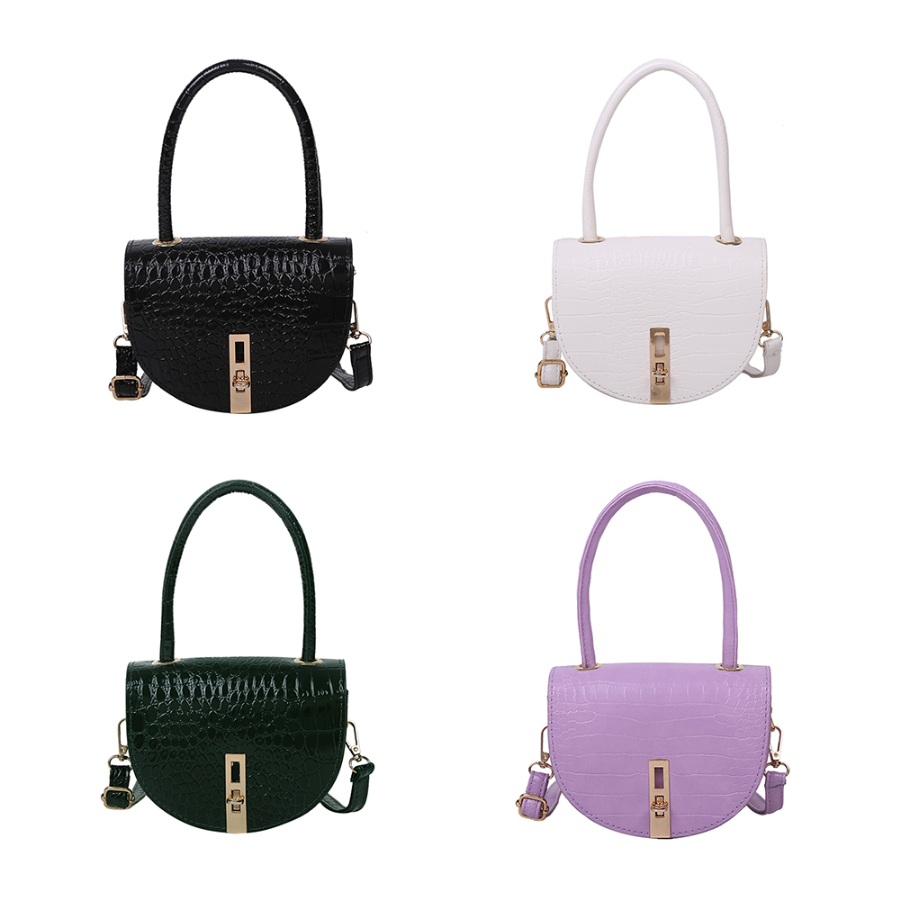 Fashion PU Leather Alligator Pattern Saddle Shoulder Bag Pure Color Handbag, White, 501 Original
Fashion PU Leather Alligator Pattern Saddle Shoulder Bag Pure Color Handbag, White, 501 Original