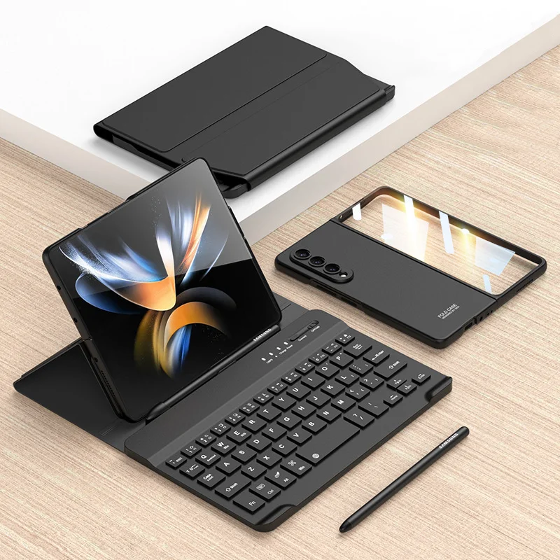 Multifunctional 6 in 1 Wireless Bluetooth Keyboard With Phone Case+Screen Protector+Phone Stand+Capacitive Pen+Stylus Slot For Galaxy Z Fold3/Fold4/Fold5
