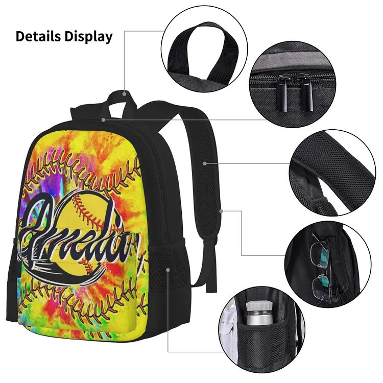 Personalized Softball Kids School Backpack Set|S23