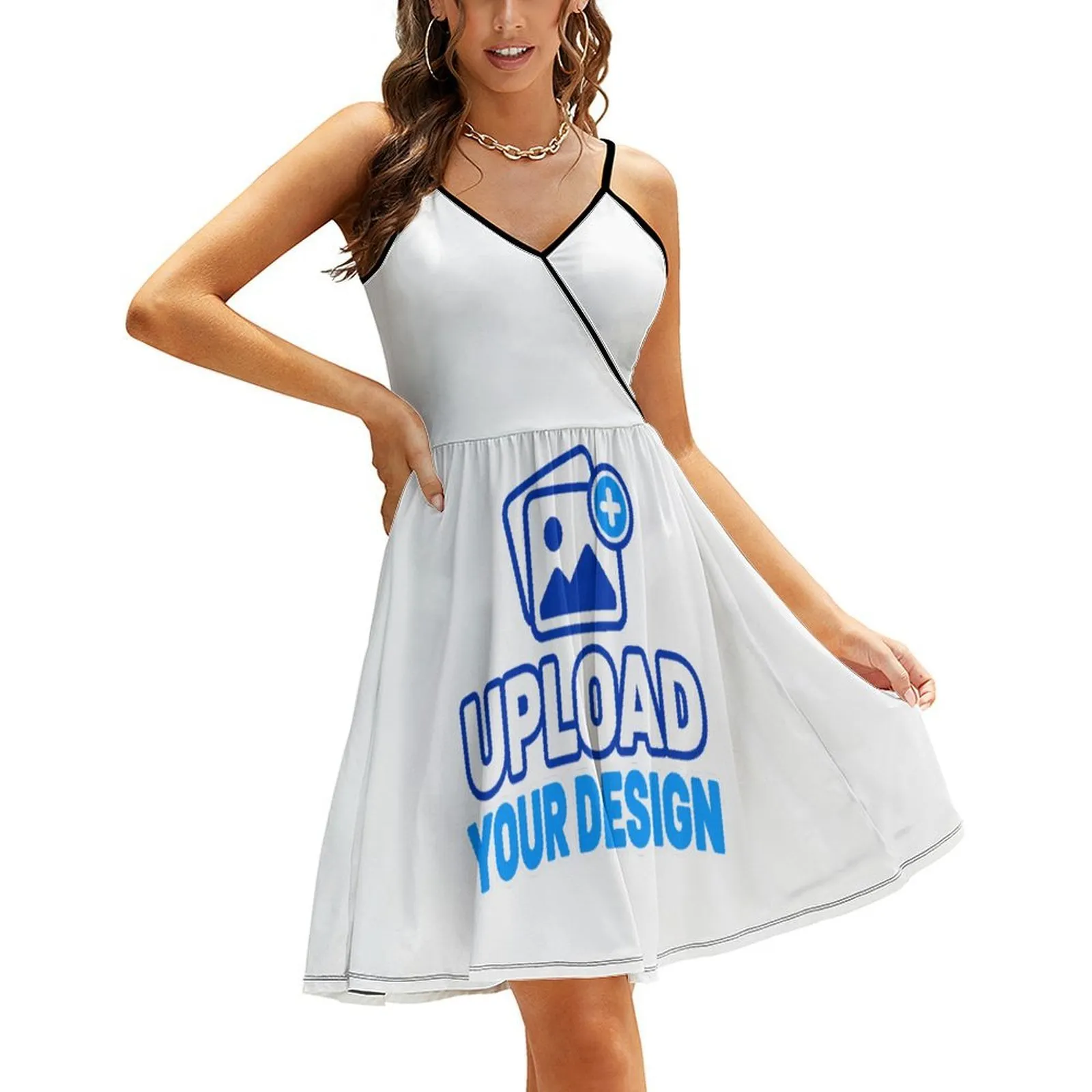 Custom Deep-V Adjustable-Strap Ruffle-Hem Mini Dress product image 9
