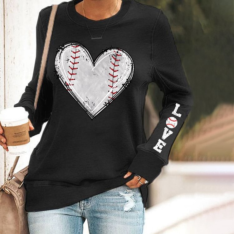 Comstylish Women's Baseball Love Print Sweatshirt