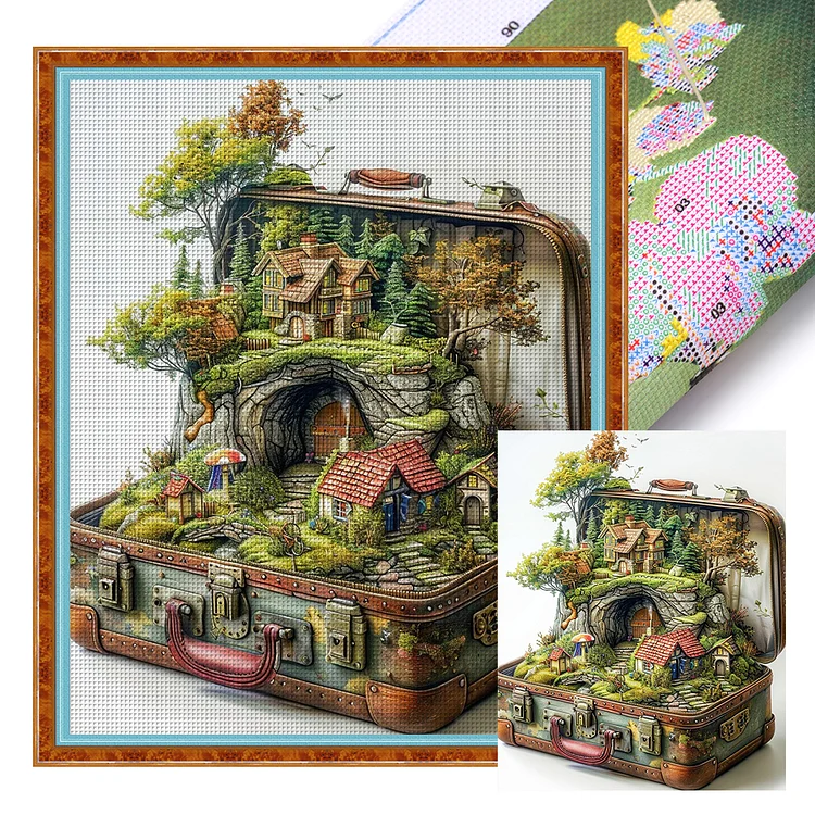 The Scenery In The Suitcase (45*55cm) 11CT Stamped Cross Stitch gbfke