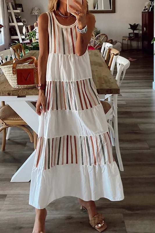 Sleeveless Colorblock Scoop Maxi Dress - BlackFridayBuys
