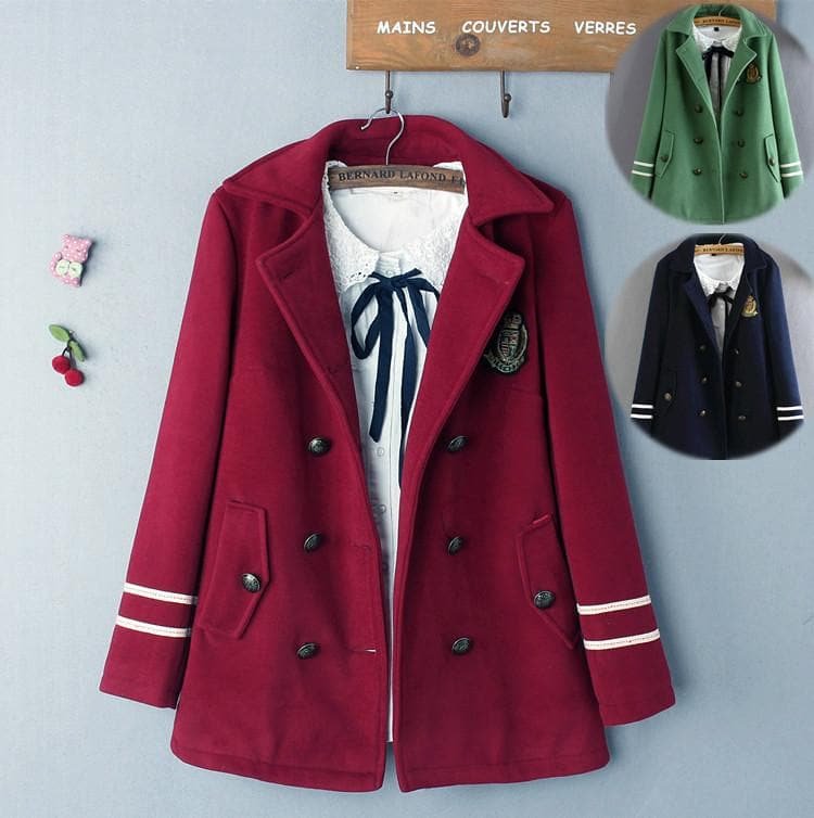 M/L Wine/Navy/Army Green Sailor Winter Coat SP154289
