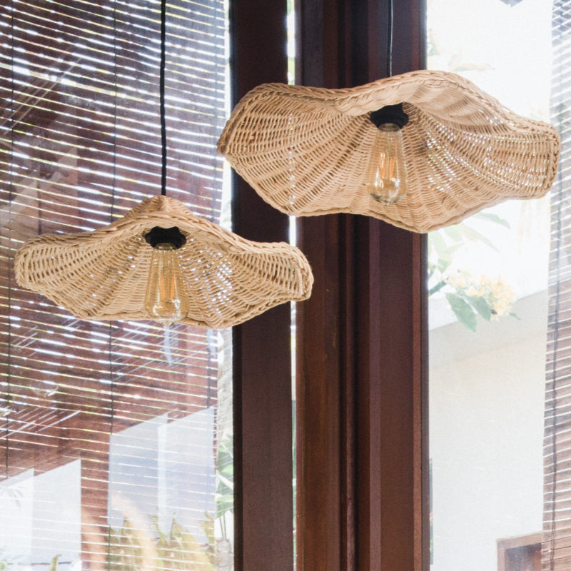Wicker Rattan Boho Coastal Pendant Light